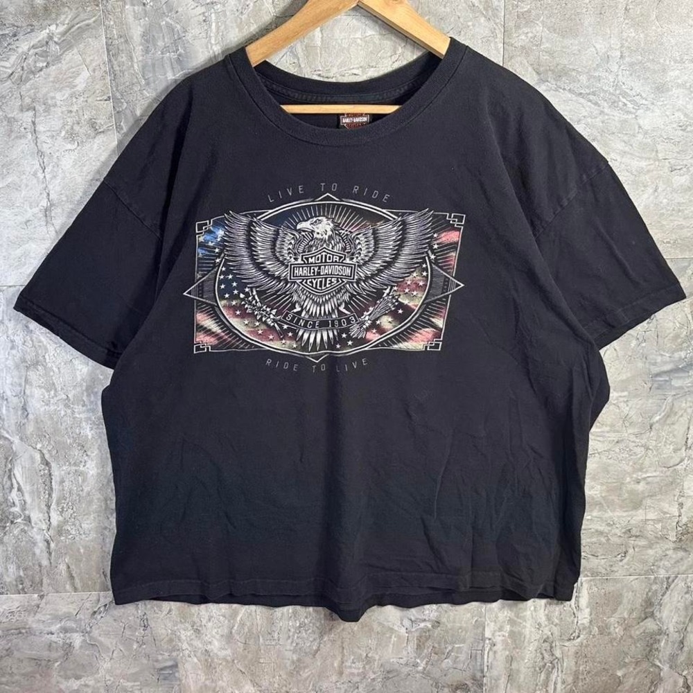 Harley Davidson T-Shirt Eagle Live To Ride‎ Ride To Live Men 3XL black  tee